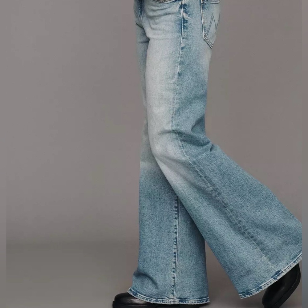 MOTHER The Hustler Roller Sneak High-Rise Wide-Leg Jeans(Color: I Confess)